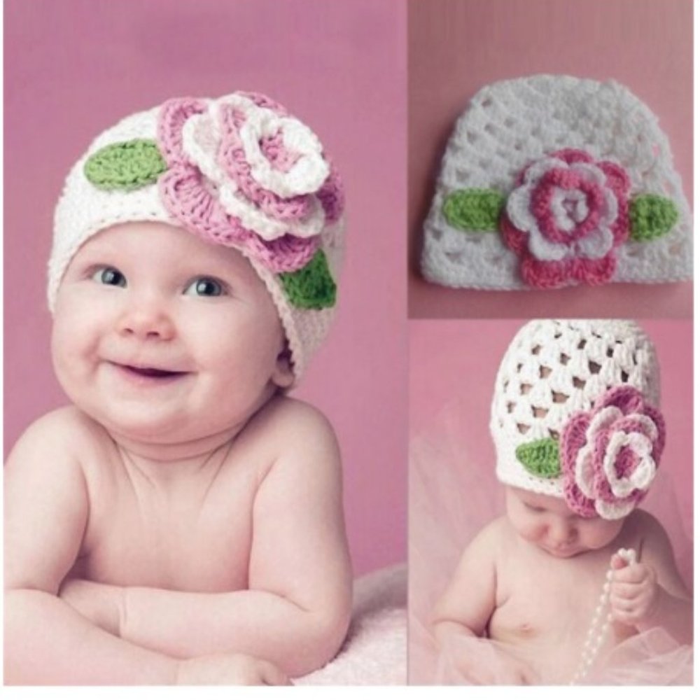 Adorable Baby Girl Crochet Winter Hat with Flower